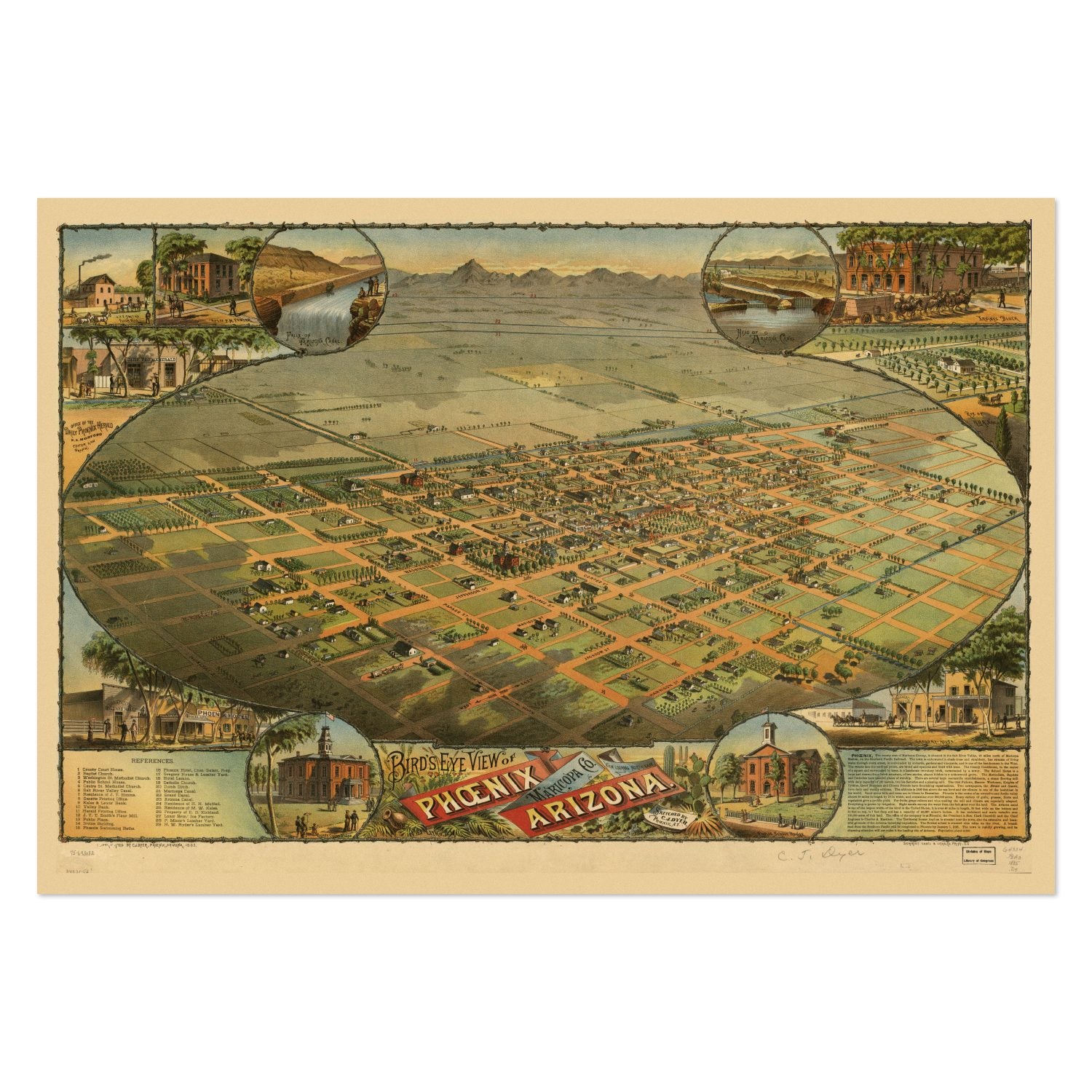 Phoenix 1885 Panoramic Map poster print