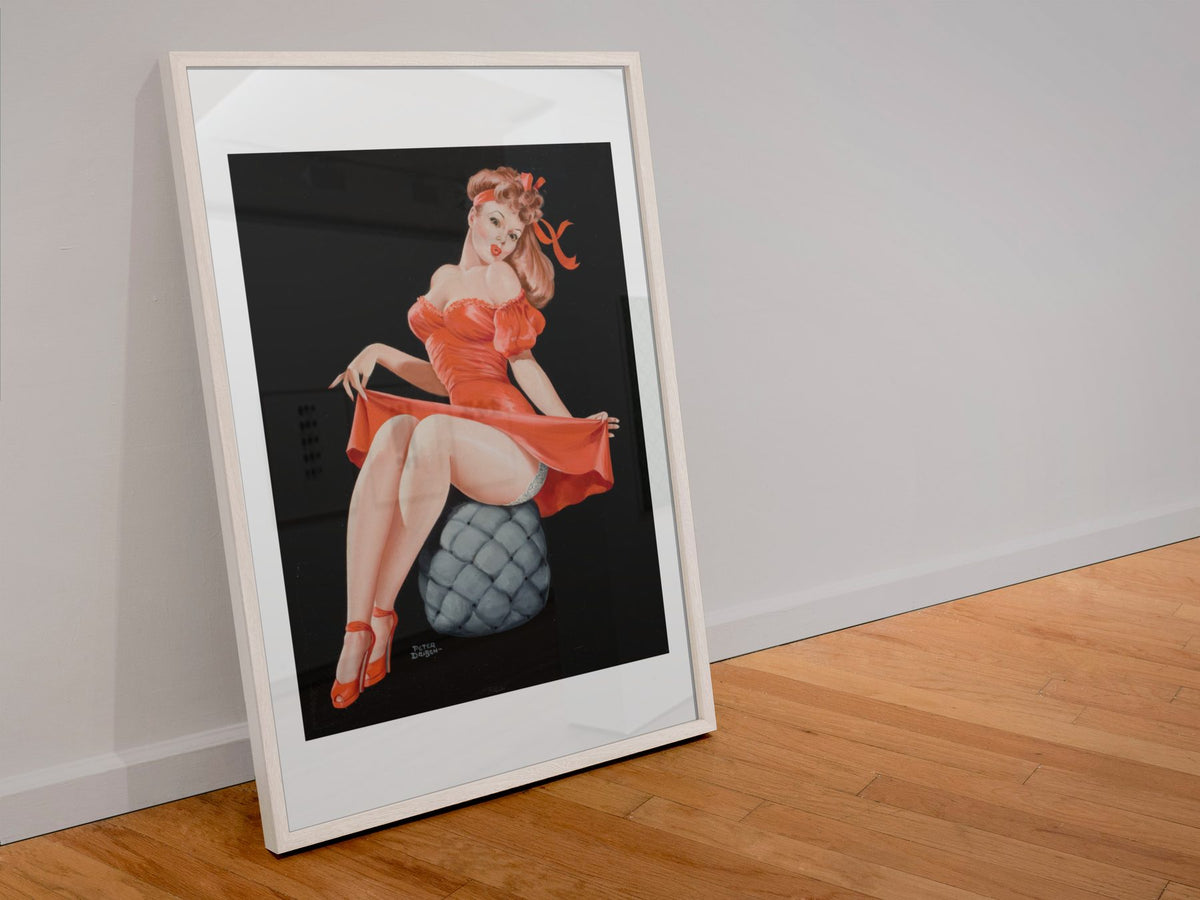 Pin Cushion poster in a white frame leaning against a wall