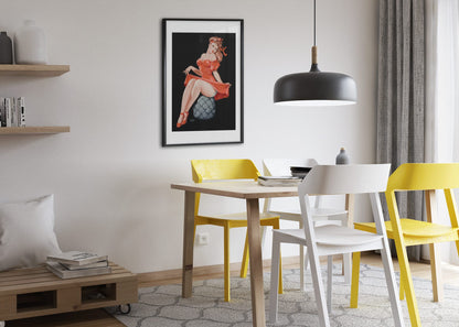 Pin Cushion poster framed above a dining table