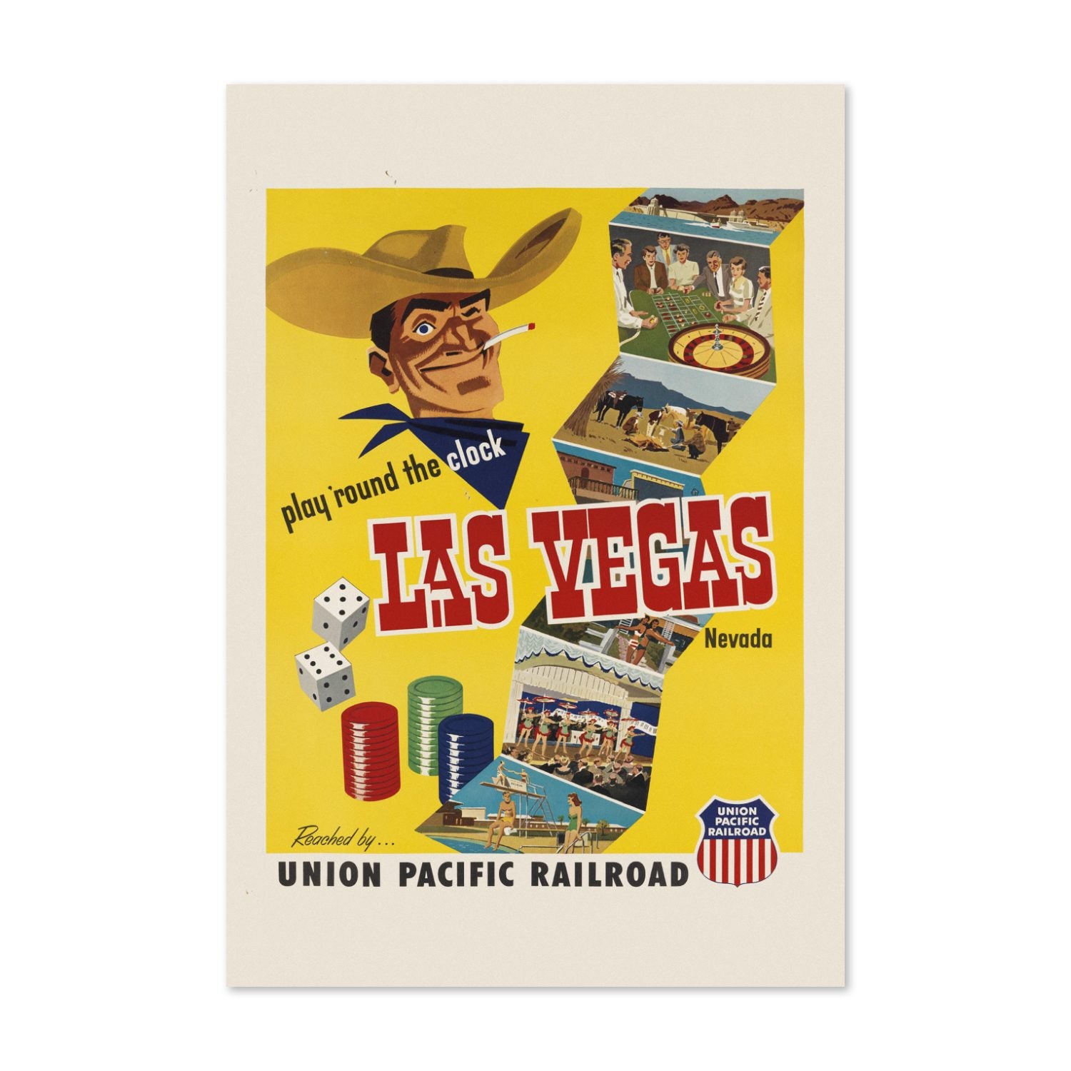 Play Round the Clock Las Vegas poster print