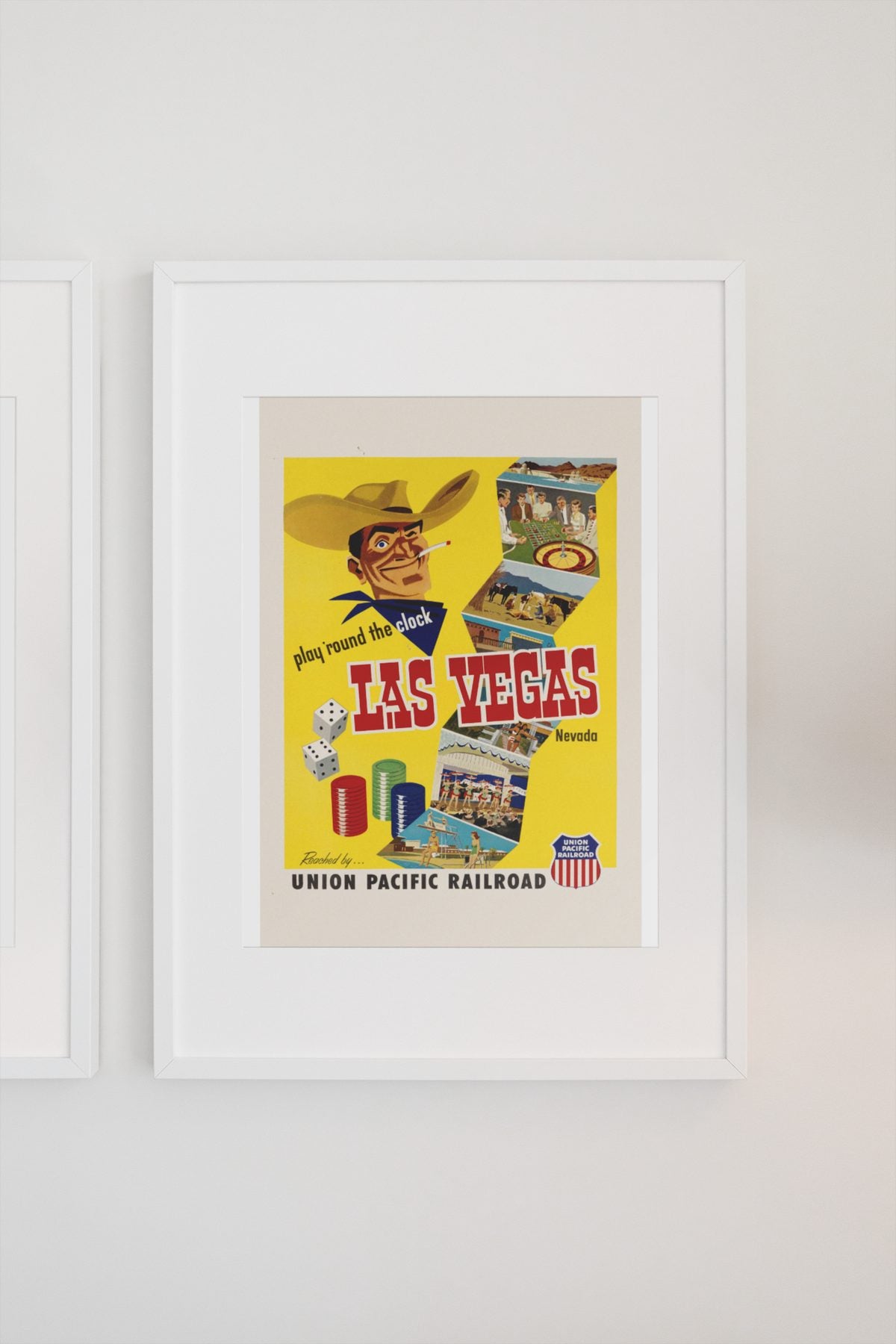 Play Round the Clock Las Vegas poster on a light wall