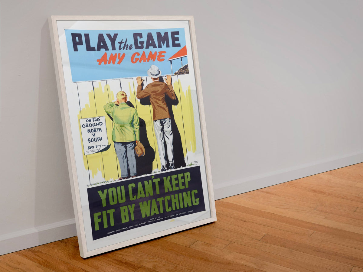 Play the Game — Any Game poster in a white frame leaning against a wall