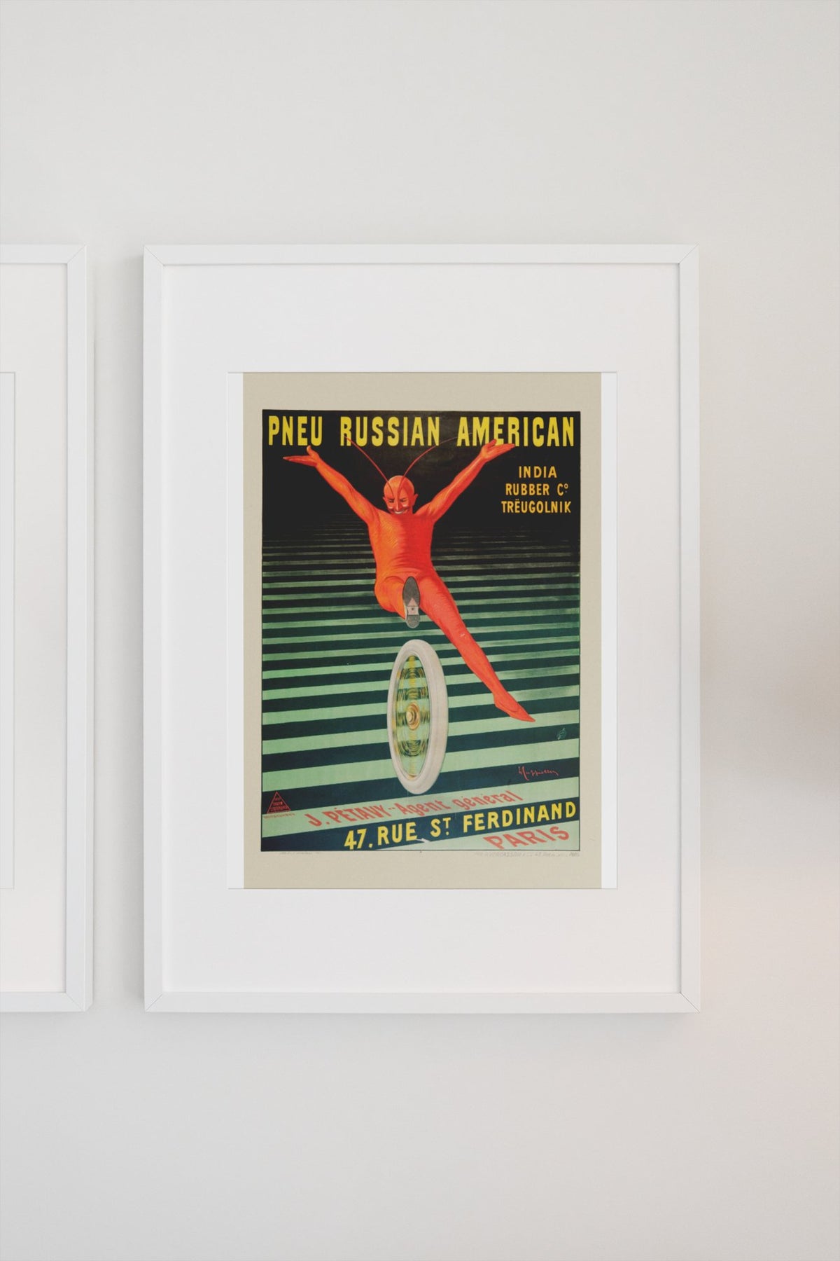 Pneu Russian American poster on a light wall