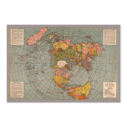 Polar Projection 1943 War Map vintage print
