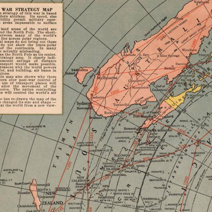 Close-up detail of the Polar Projection 1943 War Map
