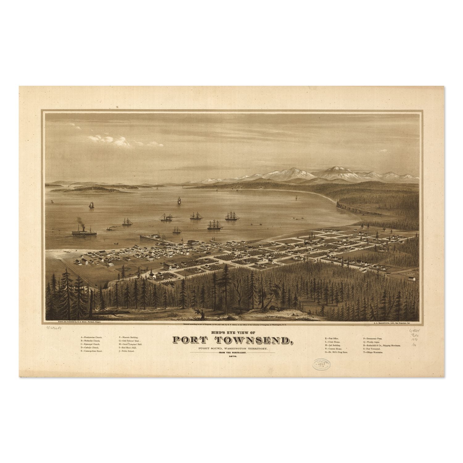 Port Townsend 1878 Panoramic Map poster print