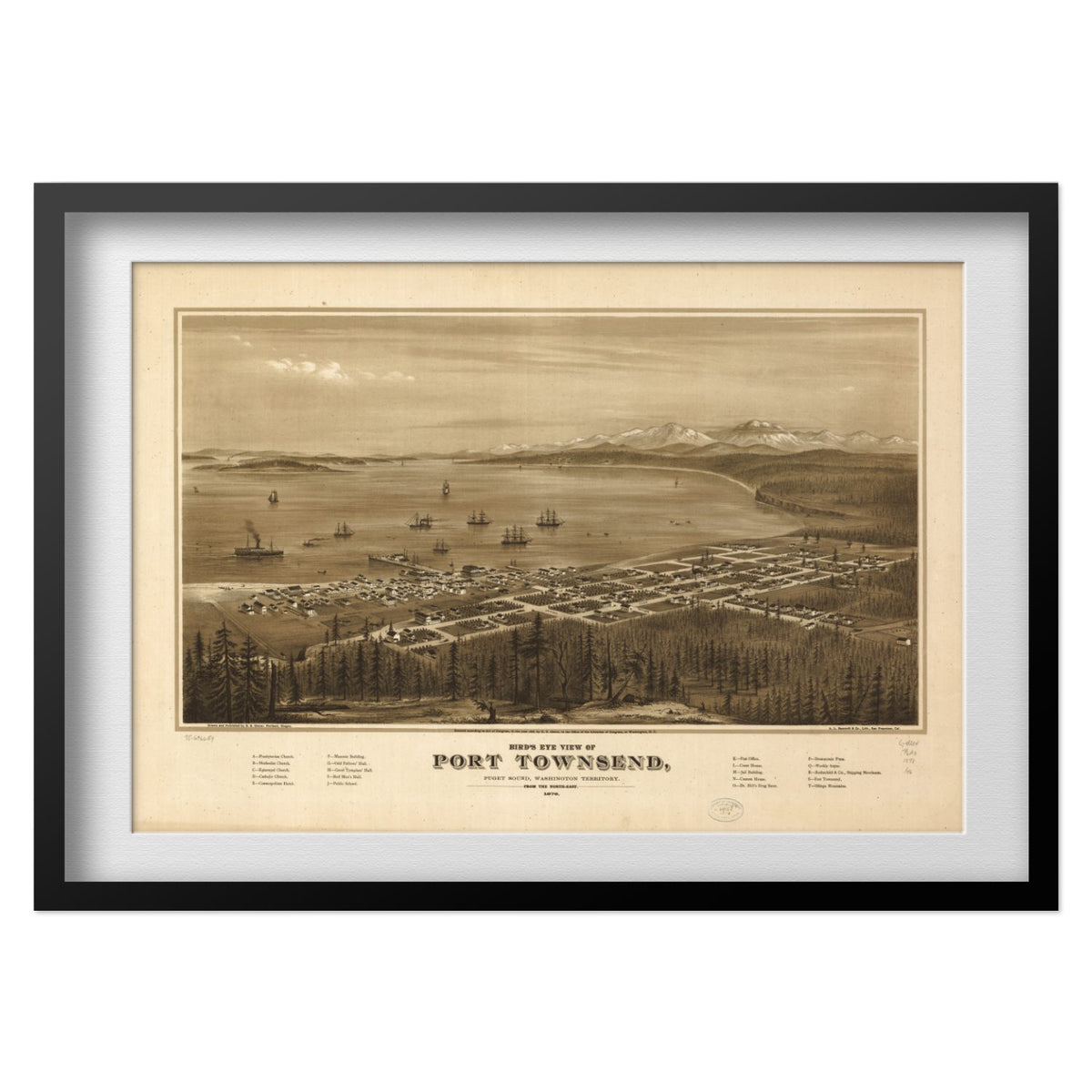 Port Townsend 1878 Panoramic Map print in a black frame