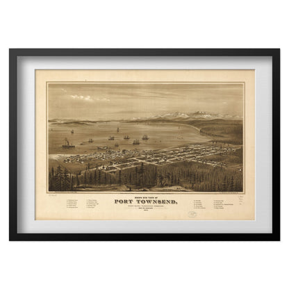 Port Townsend 1878 Panoramic Map print in a black frame