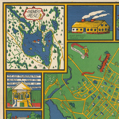Close-up detail of the Portland Maine 1920s Pictorial Map
