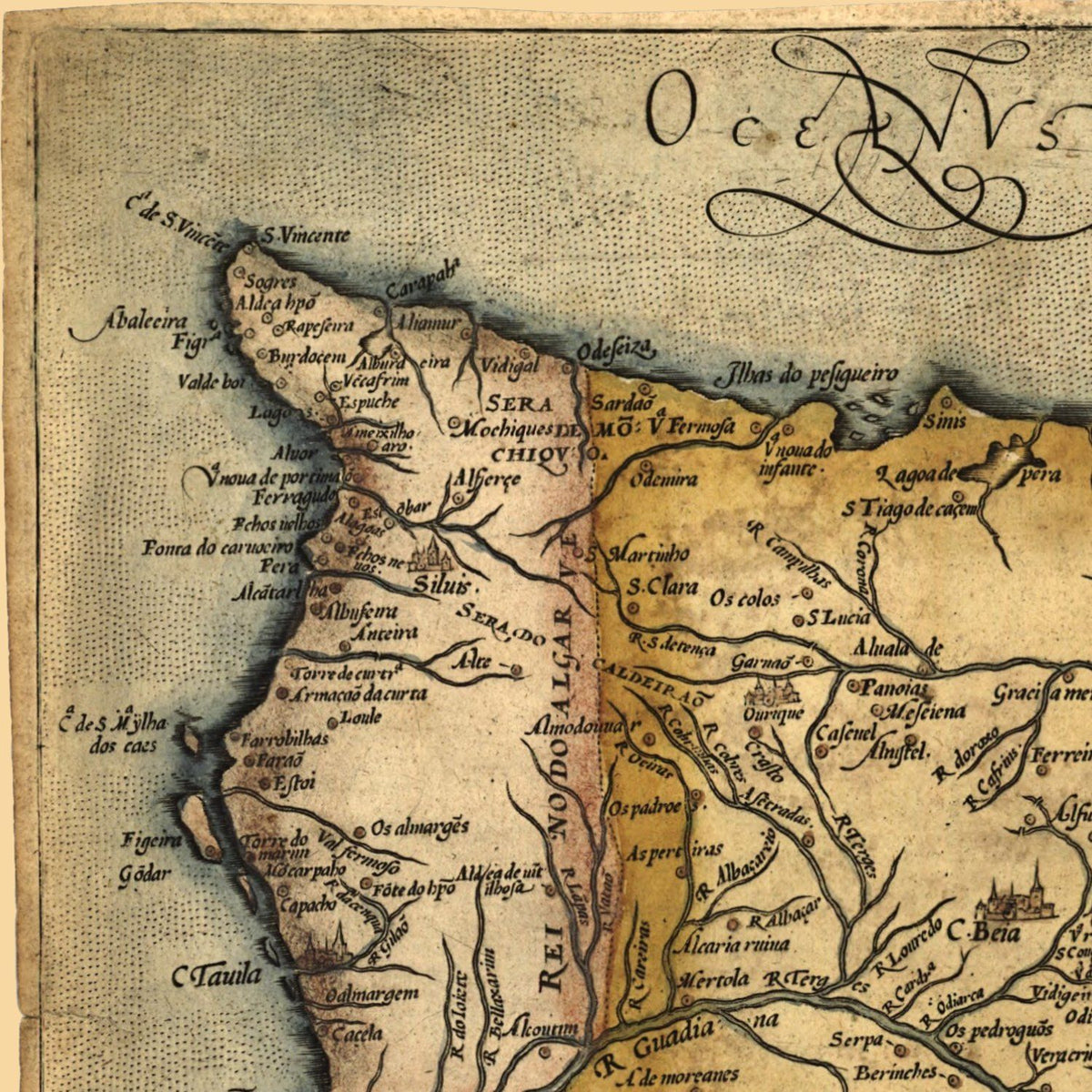 Close-up detail of the Portugal 1579 Map