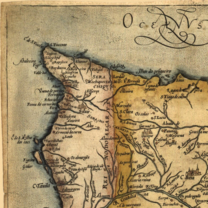 Close-up detail of the Portugal 1579 Map