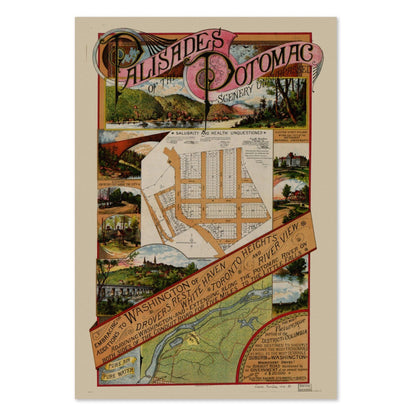 Potomac Palisades 1890 Map vintage print