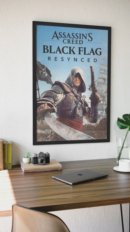 Assassin's Creed Black Flag Resynced Poster — Edward Kenway Key Art Print | Pirate Action Wall Art