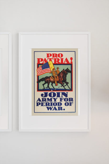 Pro Patria Join the Army poster on a light wall