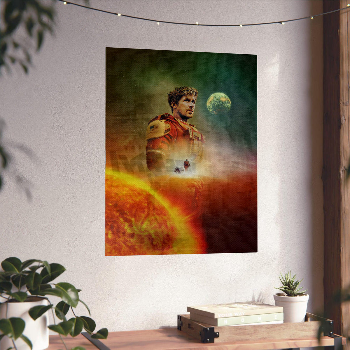 Project Hail Mary (2026) Movie Key Art poster unframed on a white wall above a desk