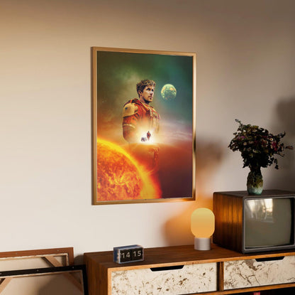 Project Hail Mary (2026) Movie Key Art poster in an oak frame above a sideboard