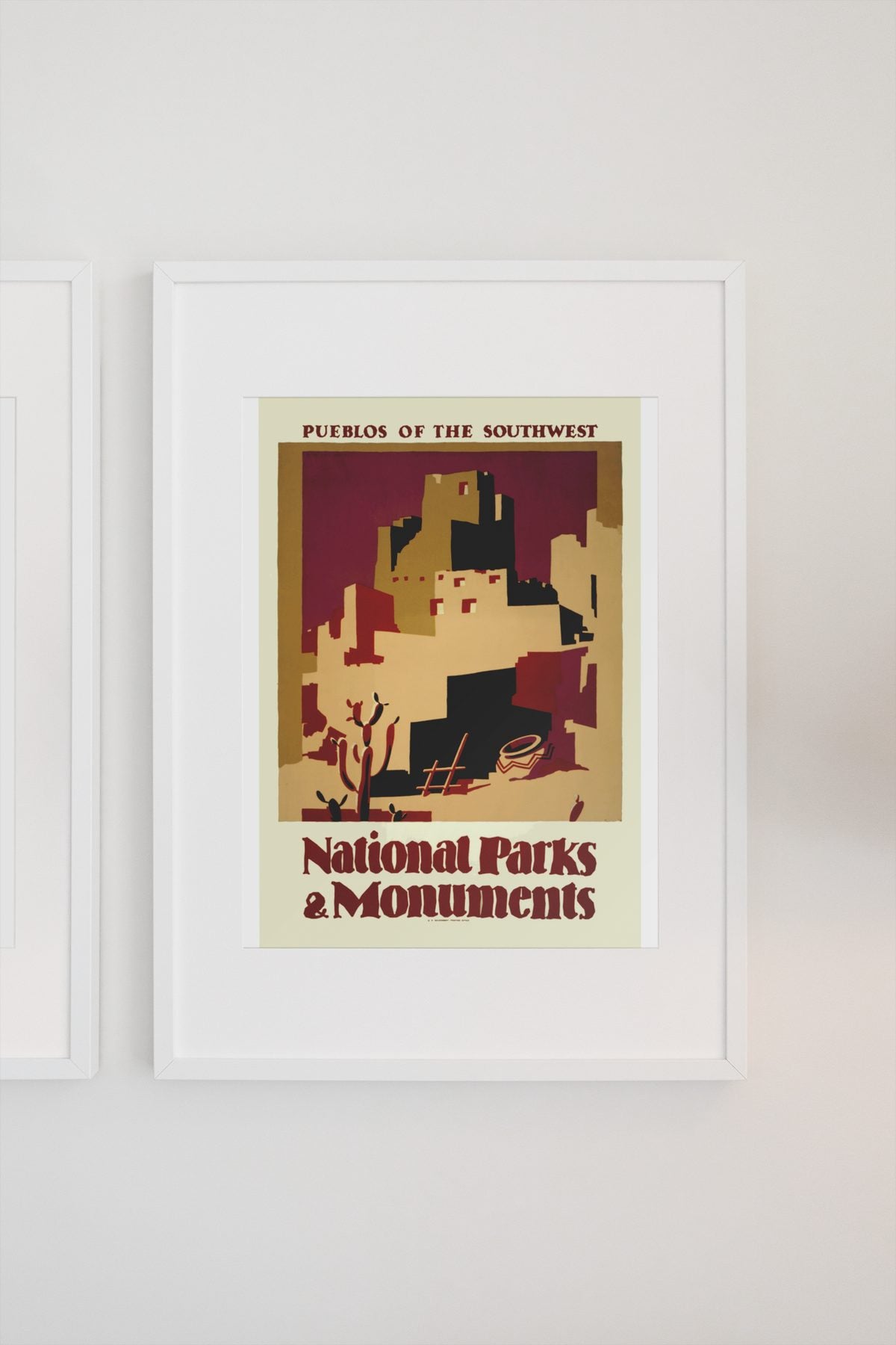 Pueblos of the Southwest National Parks poster on a light wall