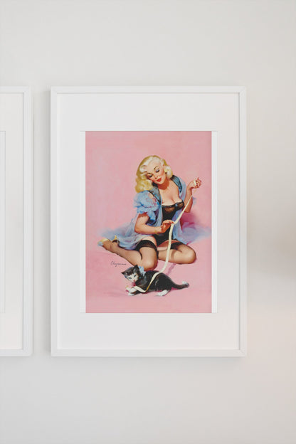 Purrrty Pair by Gil Elvgren, pin-up poster — gallery wall