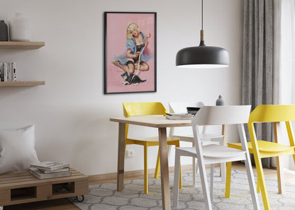 Purrrty Pair by Gil Elvgren, pin-up poster — dining room