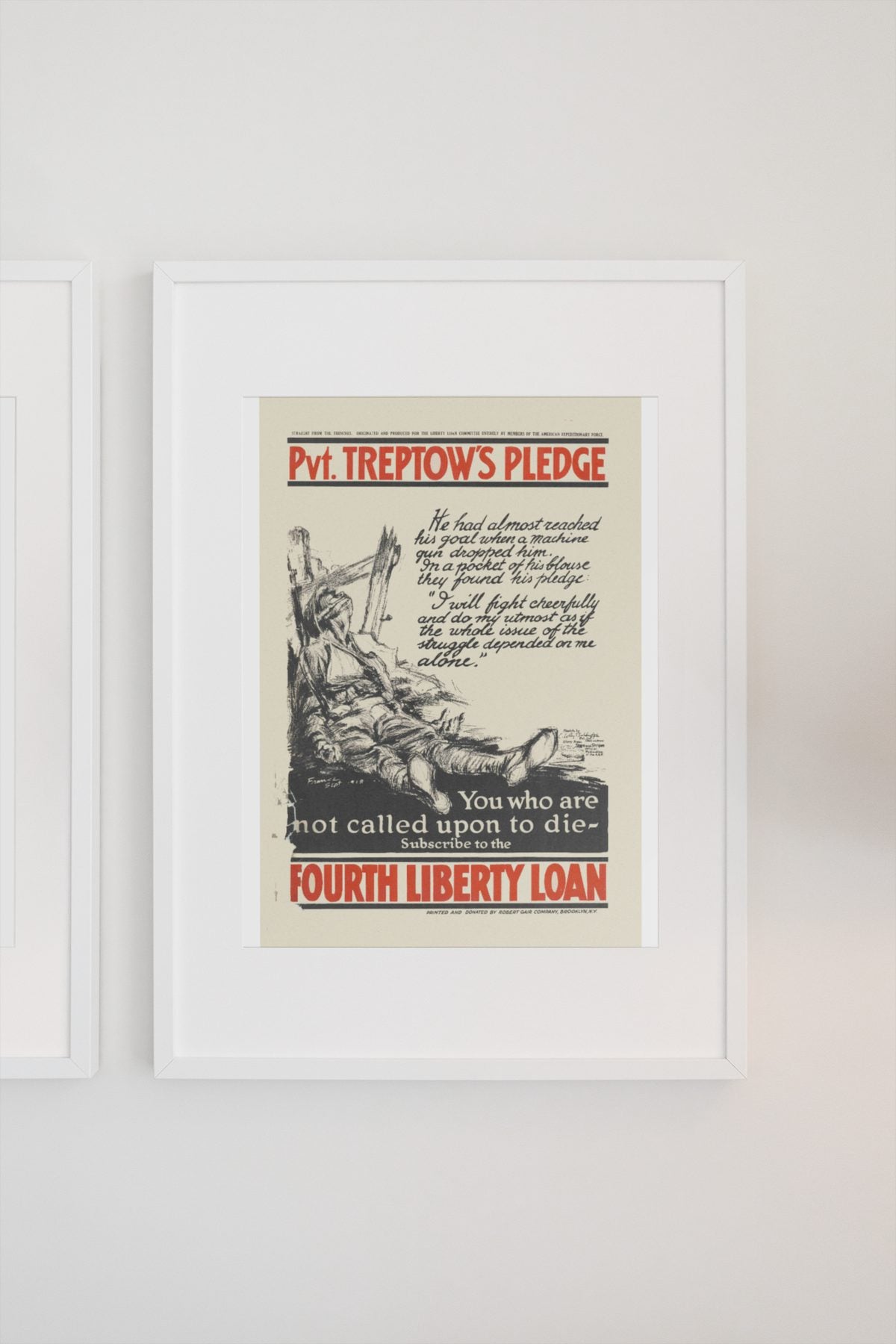 Pvt Treptows Pledge poster on a light wall