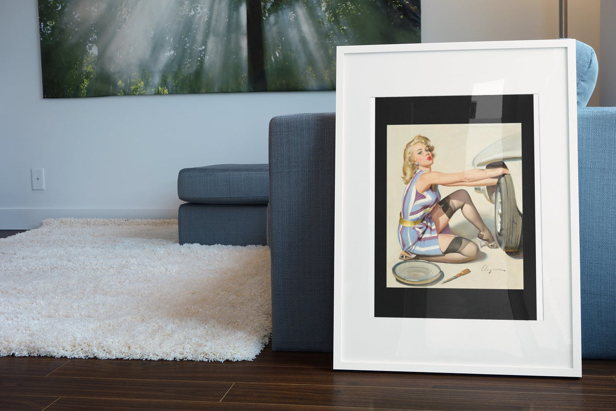Quick Change by Gil Elvgren, pin-up poster — living room wall