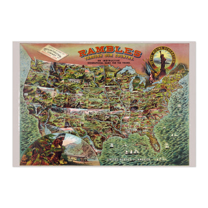 Rambles Through Our Country 1890 Map vintage print