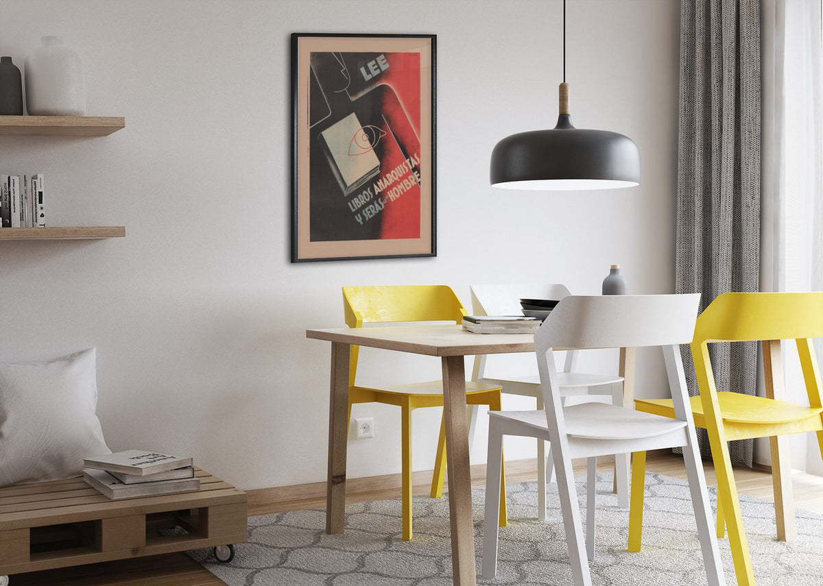 Read Anarchist Books poster framed above a dining table