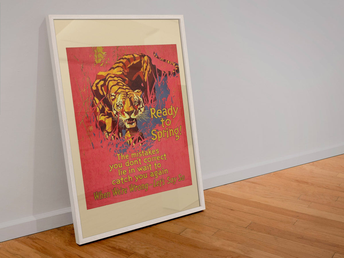 Ready to Spring poster in a white frame leaning against a wall