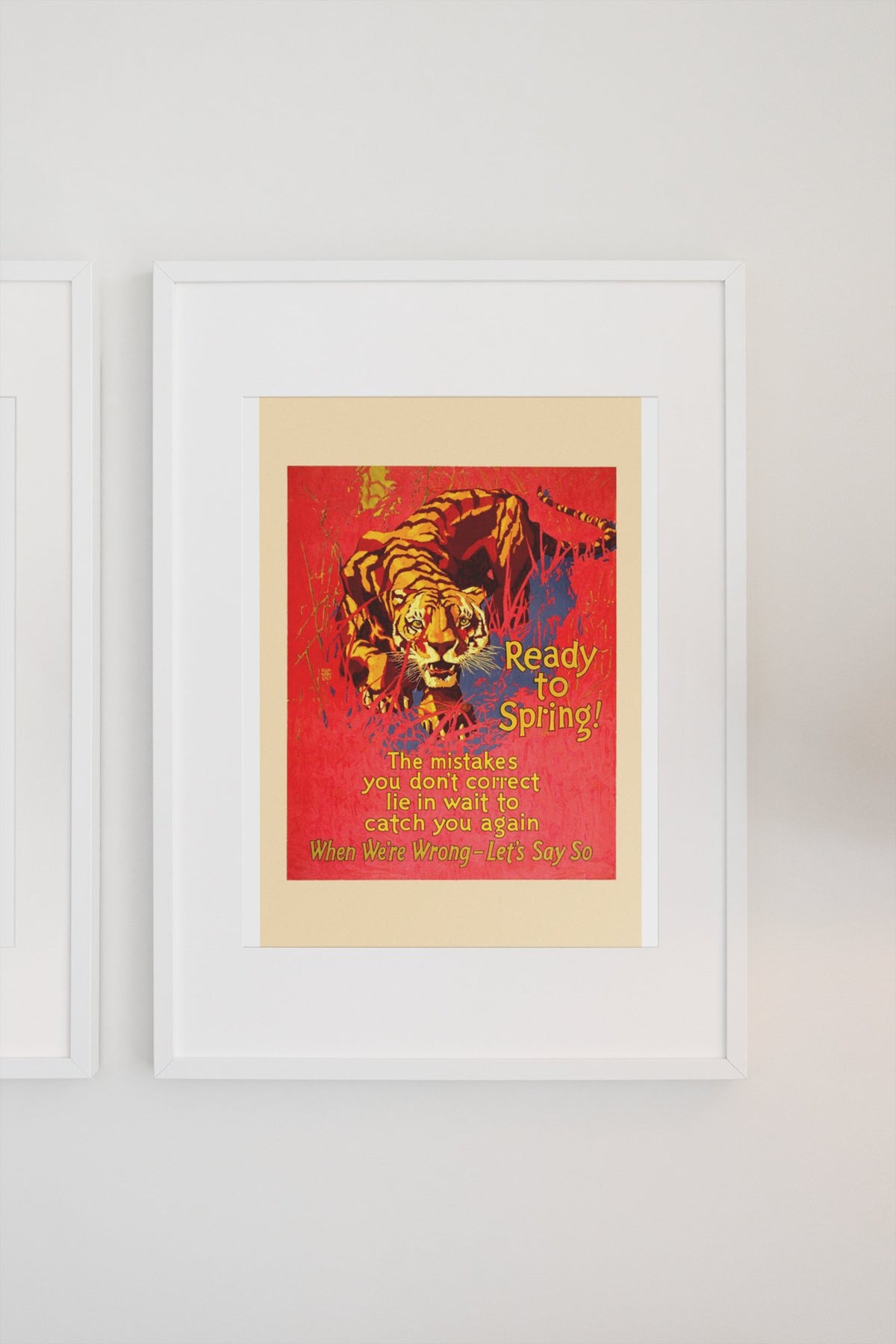 Ready to Spring poster in a white frame on a light wall