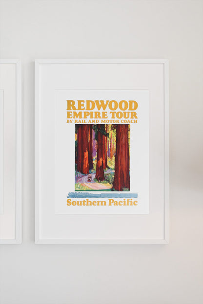 Redwood Empire Tour — Southern Pacific poster on a light wall