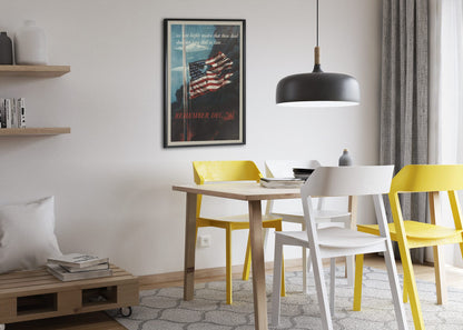 Remember Dec 7th poster framed above a dining table