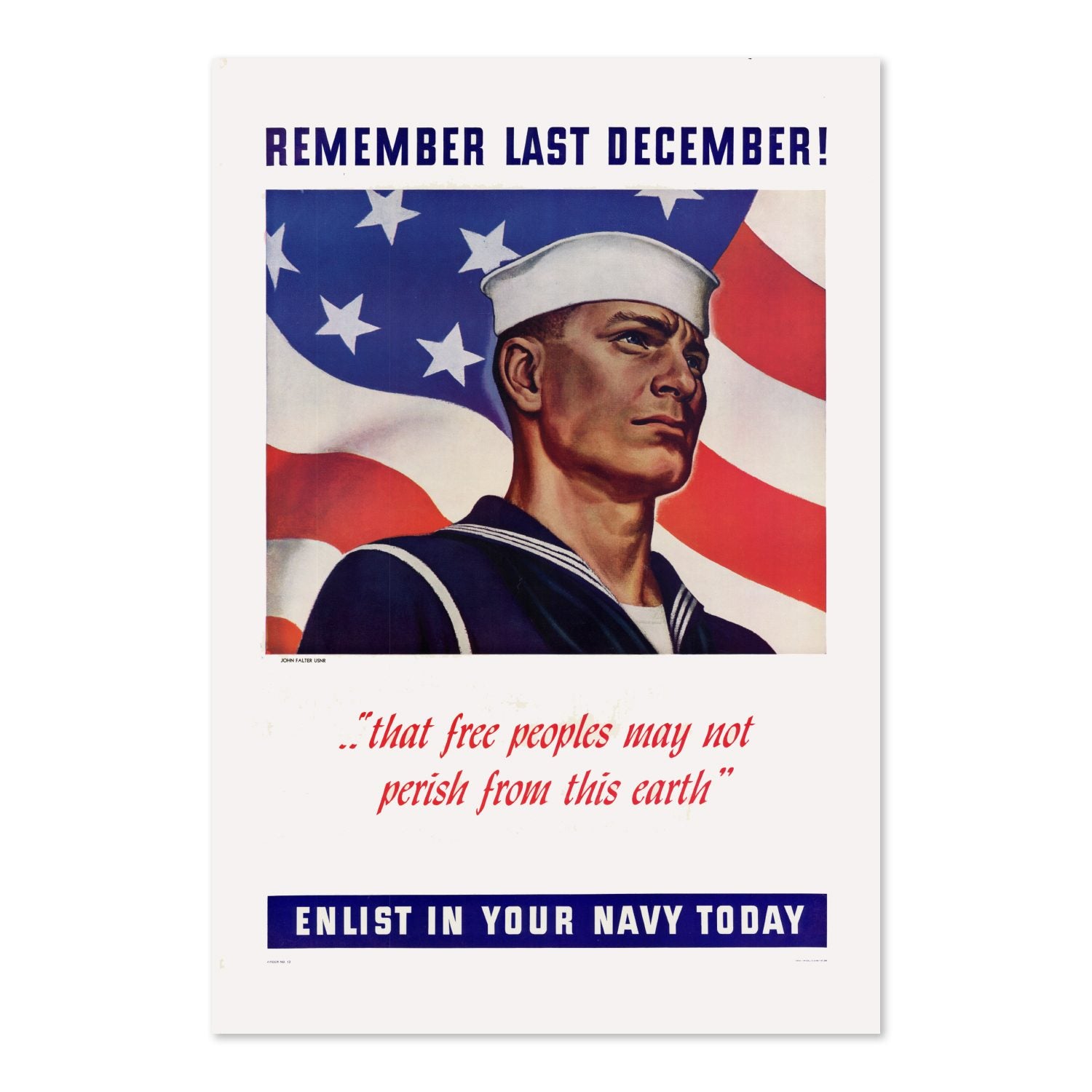 Remember Last December — Enlist in Your Navy poster print