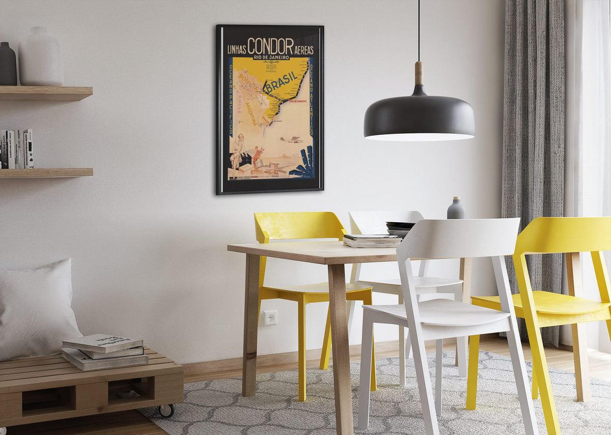 Rio de Janeiro Condor poster framed above a dining table