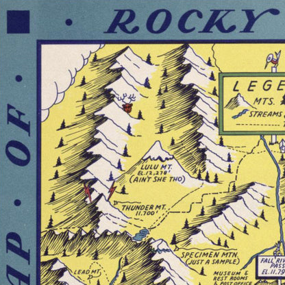 Close-up detail of the Rocky Mountain National Park 1948 Map