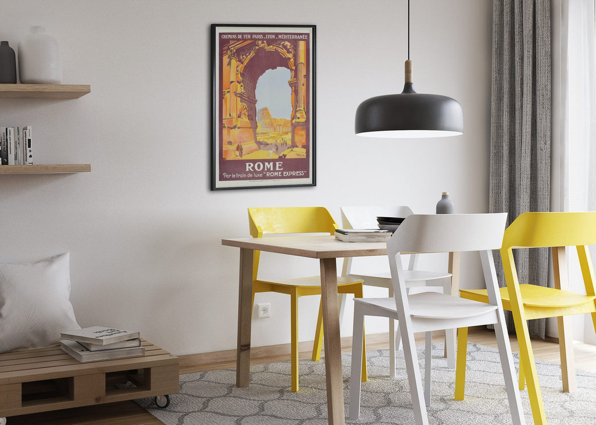 Rome — Arch of Titus poster framed above a dining table