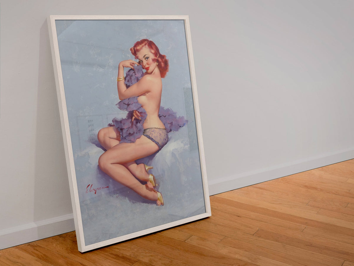 Roxanne by Gil Elvgren, pin-up poster — leaning frame