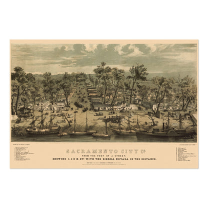 Sacramento 1849 Panoramic Map poster print