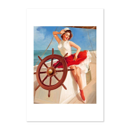 Sailor Girl by Gil Elvgren, pin-up poster — framed print