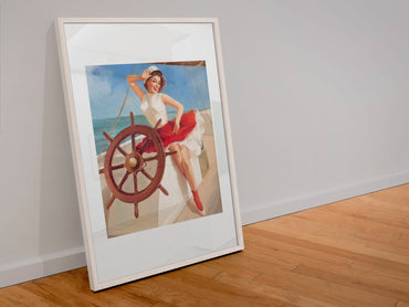 Sailor Girl by Gil Elvgren, pin-up poster — leaning frame