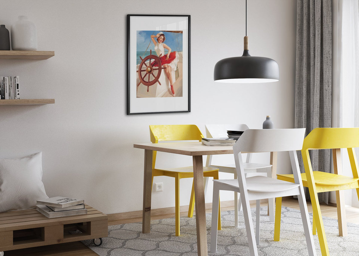 Sailor Girl by Gil Elvgren, pin-up poster — dining room