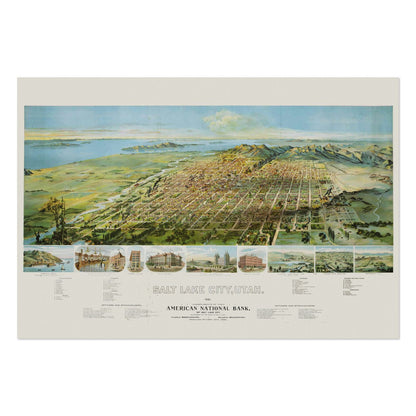 Salt Lake City 1891 Panoramic Map poster print
