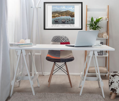 San Francisco 1846 View framed above a white desk in a home office