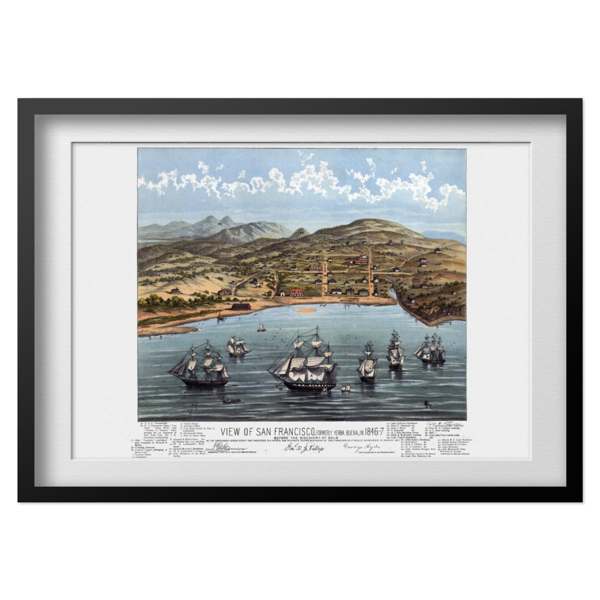 San Francisco 1846 View print in a black frame