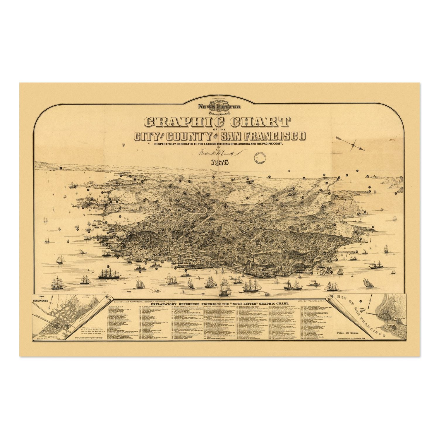 San Francisco 1875 Panoramic Map poster print