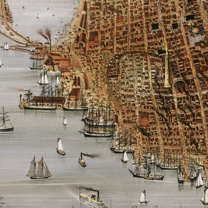 Close-up detail of the San Francisco 1878 Panoramic Map print