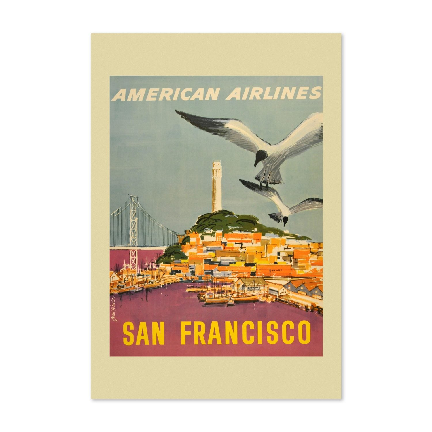 San Francisco American Airlines poster print