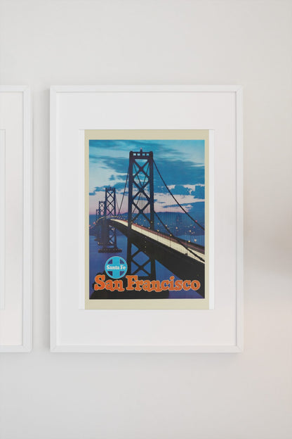 San Francisco Bay Bridge Santa Fe poster on a light wall