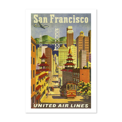 San Francisco United Air Lines 1950s poster print