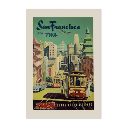 San Francisco Fly TWA Cable Car poster print