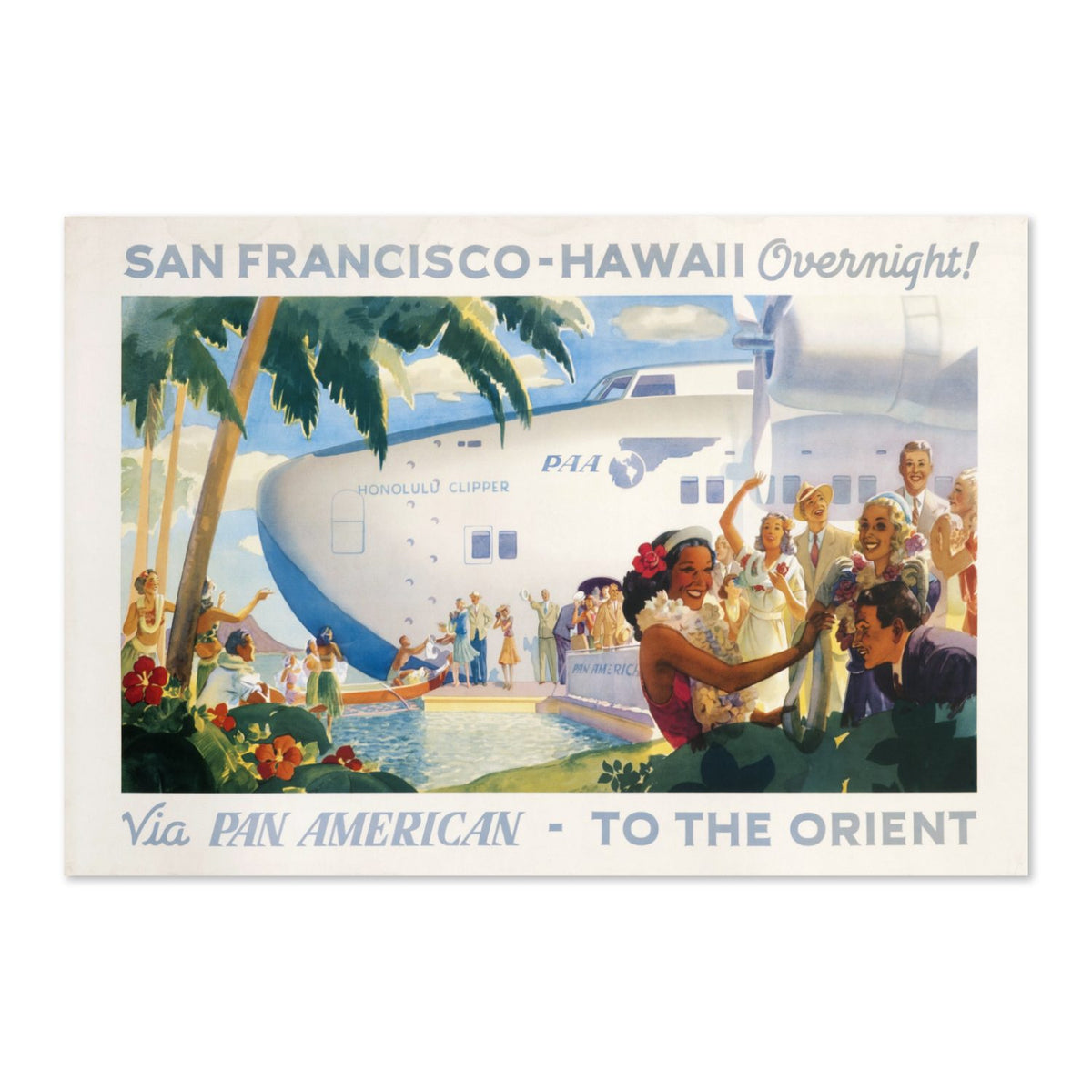 San Francisco to Hawaii Pan American poster print